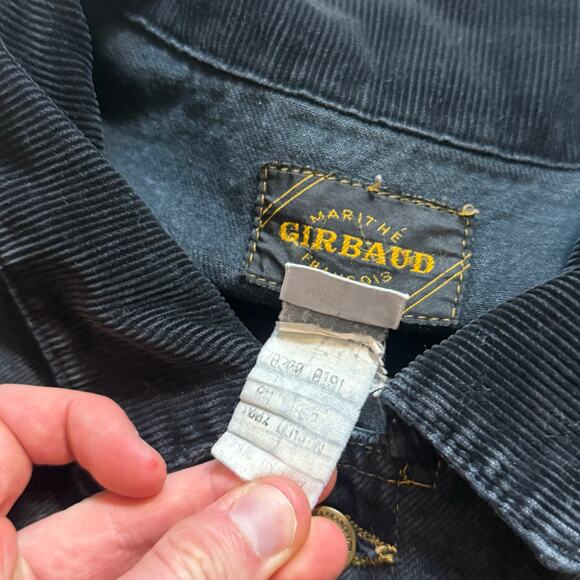 Marithe Francois Girbuad Faded Black Denim Trucker Jacket Sz M Corduroy Collar - Picture 5 of 8